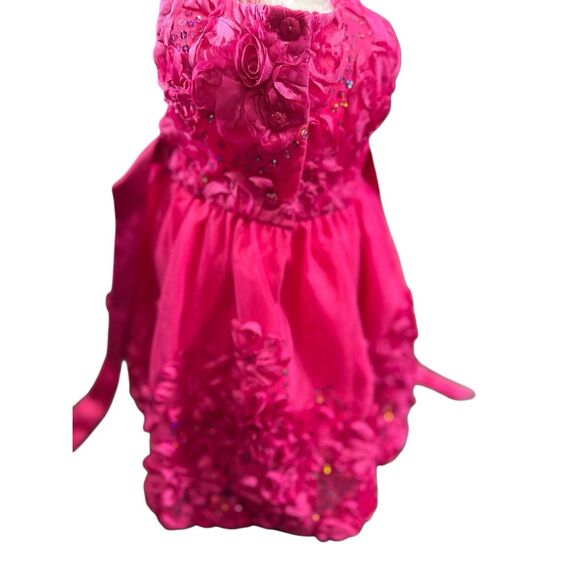Rare Editions Baby Girl Fuchsia Pink Rosette Sequin Dress Size 6-9 Months Formal - Picture 6 of 14